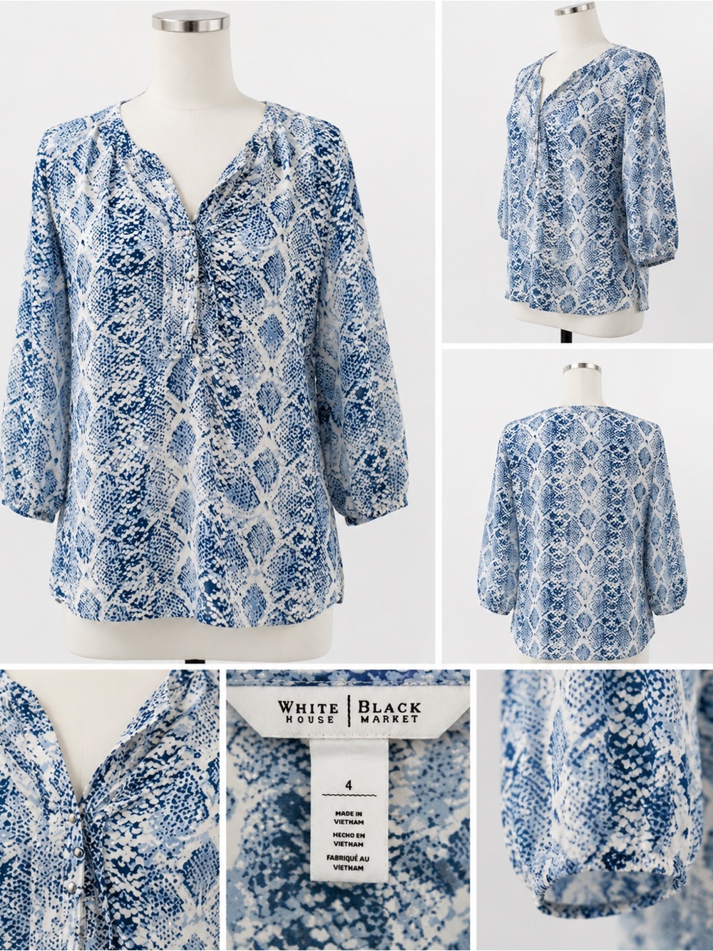 Women's Blue Python Patterned Top